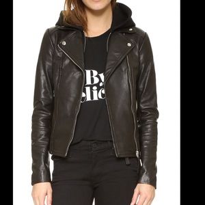 Mackage Yoana L - Removable hood Moto leather jacket